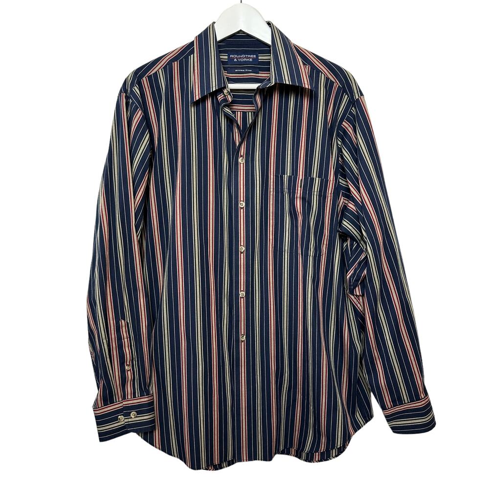 Vintage 90s Roundtree & York Striped Long Sleeve Button Down Collared Large